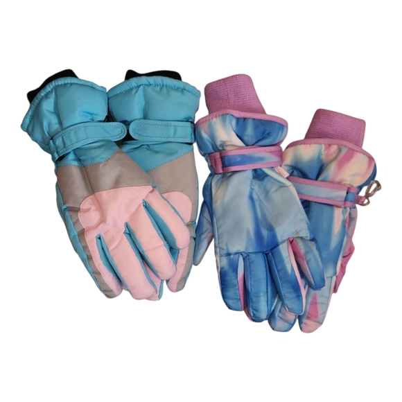Kids Winter Snow Gloves Ski Mittens Bundle Youth Large L XL Pastel - Picture 1 of 5